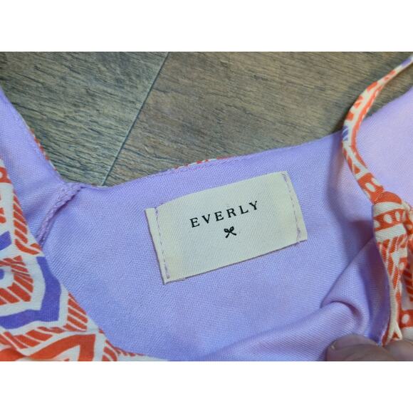 Everly S Aztec Print Tank Top Multicolor Hi-Low Chiffon Layered Boho Festival - Picture 2 of 9